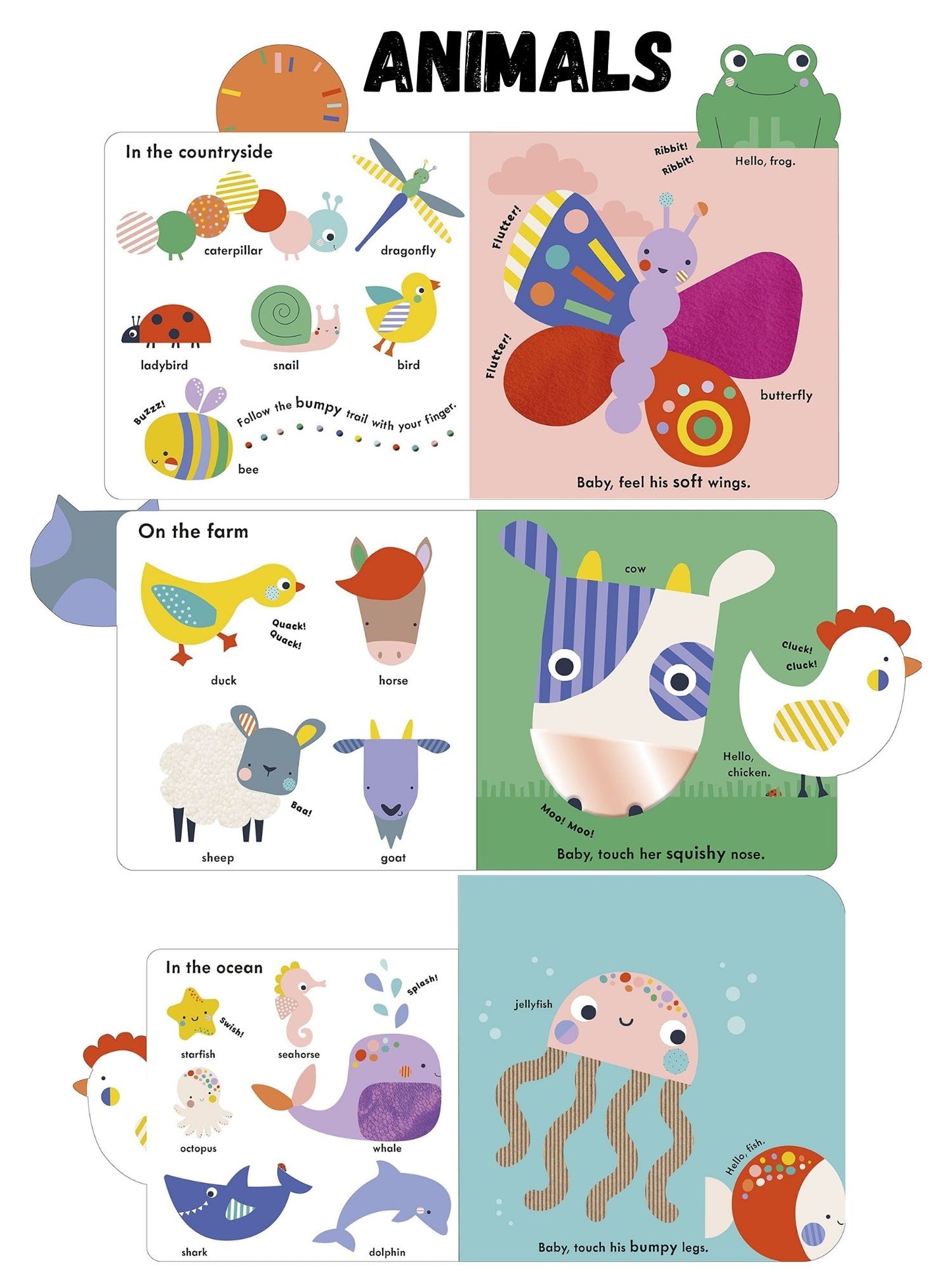 Baby - Touch Animals Playbook Tummy time baby book Board Book