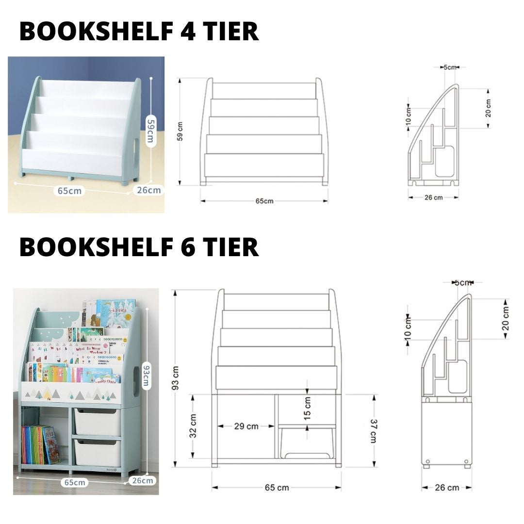 Furniture - Nordic Design Bookshelf 4 Tier 6 Tier